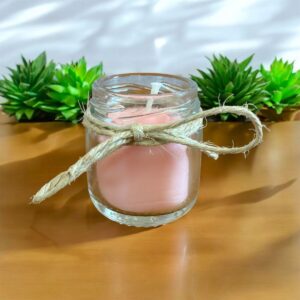 Dekoratif Pembe Soya Mumu El Yapımı mum , Cam Kavanoz Özel günlerinize,nikah,nişan,doğum günü